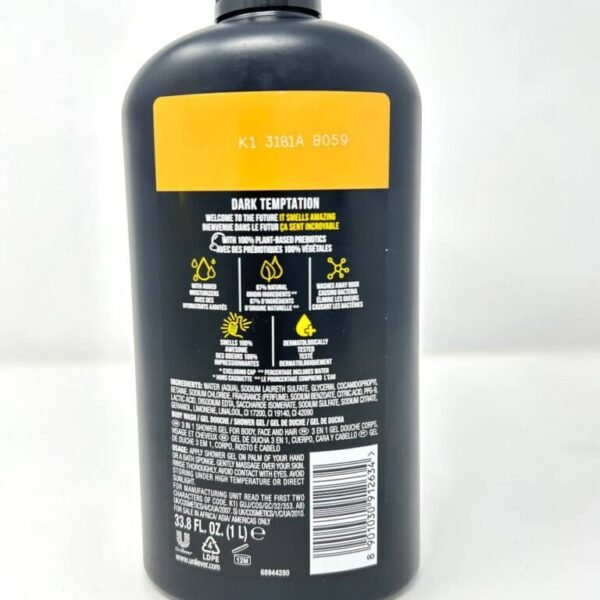 Axe Dark Temptation Refreshing Long Lasting Men's Body Wash, Dark Chocolate 1L