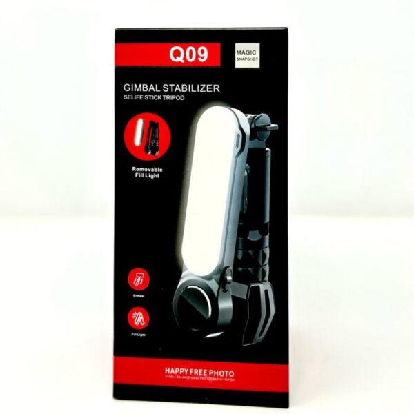 Q09 Gimbal Stabilizer Selfie Stick Tripod with Light for Camera, Photos and Vlog