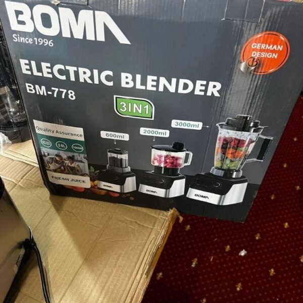 BOMA Electric Blender M-779, a 3-in-1 appliance with a "German Design."
