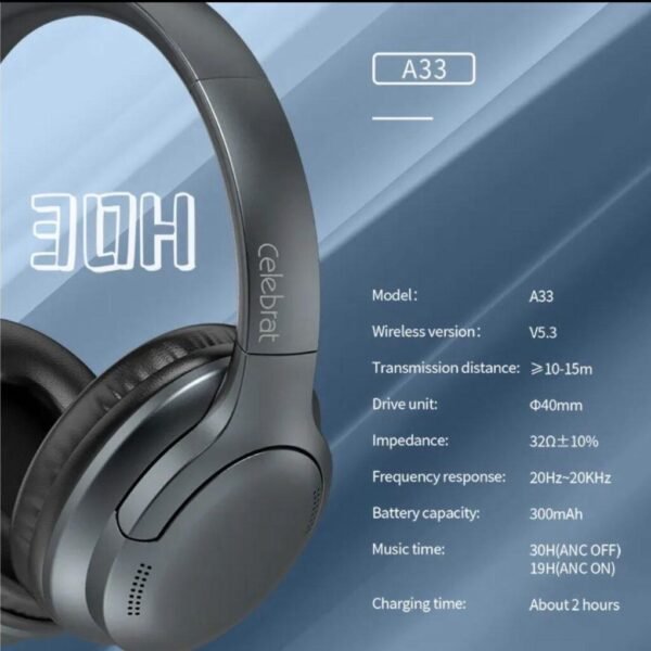 Celebrat A33 Noise Cancellation Bluetooth Headphones