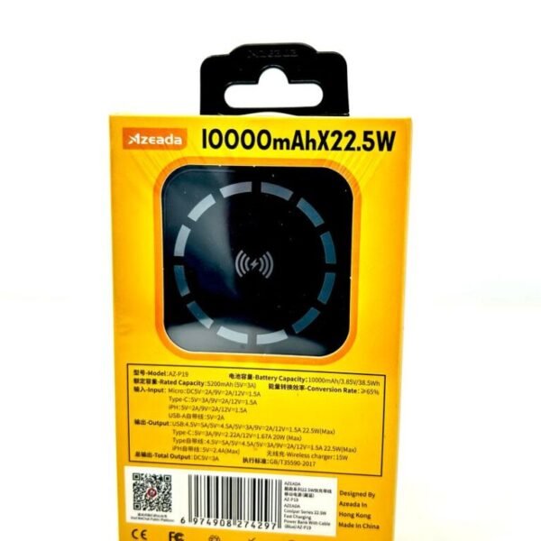 Azeada AZ-Pl9 POWER BANK & Wireless Charger 22.5W 10000mAh