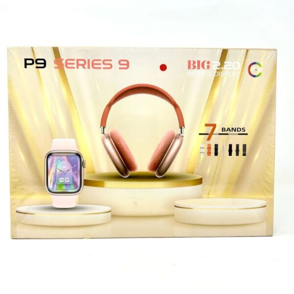 P9 Series Smart Watch & Headphones Pack with 7 Interchangeable Bands