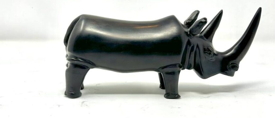 Small Rhino Figurine Ethiopian Art Collectible Co