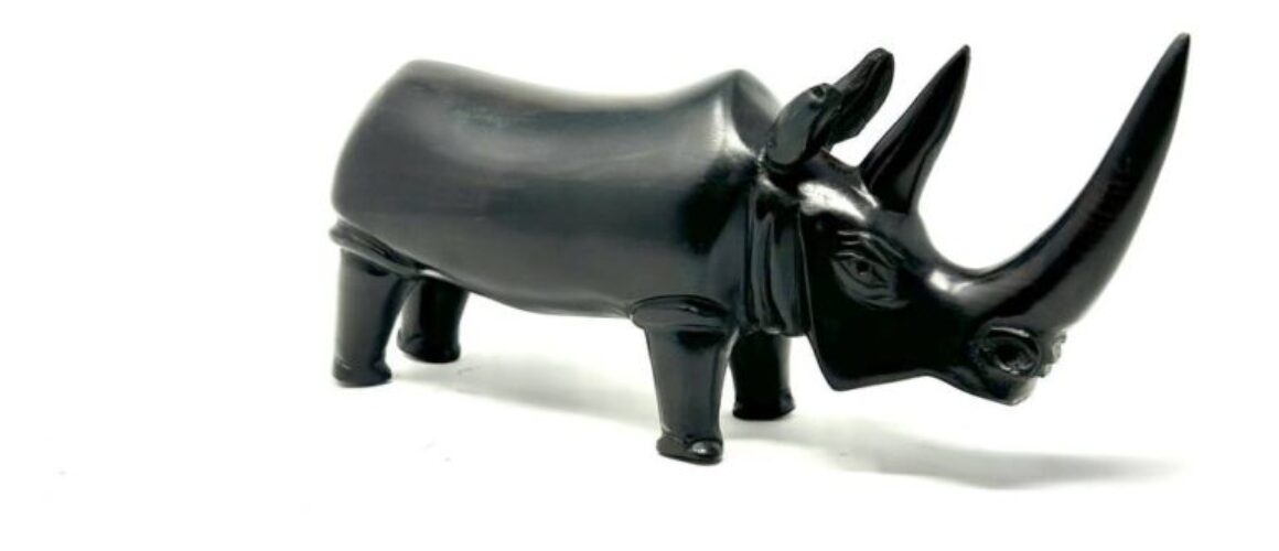 Small Rhino Figurine Ethiopian Art Collectible Co