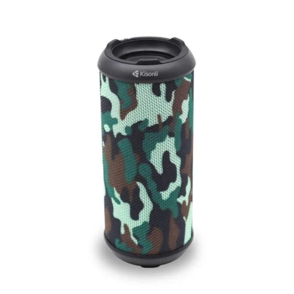 Kisonli Q5S Portable Music Speaker, Cylindrical Bluetooth Speaker With a Camouflage