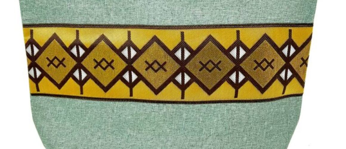 Green Ethiopian Cultural Handcrafted Handbag With Golden Tibeb