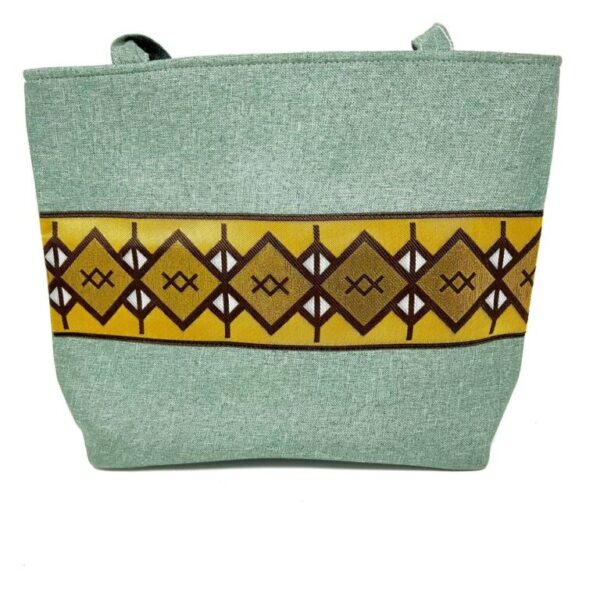 Green Ethiopian Cultural Handcrafted Handbag With Golden Tibeb