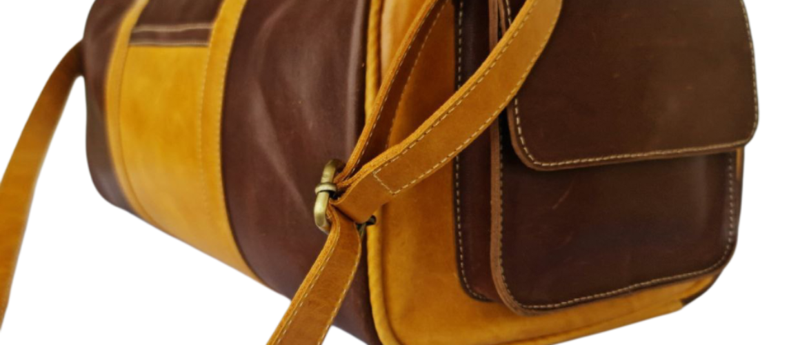 Dark Brown & Mustard Yellow Duffel Bag Made In Ethiopia