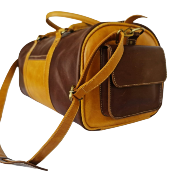 Dark Brown & Mustard Yellow Duffel Bag Made In Ethiopia