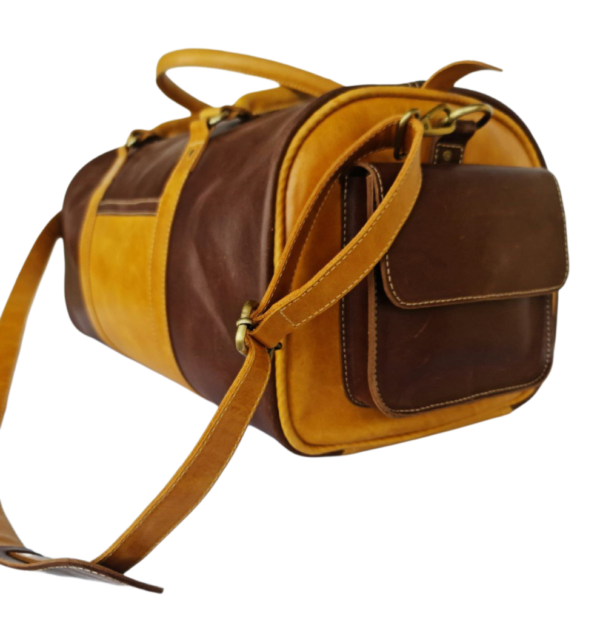 Dark Brown & Mustard Yellow Duffel Bag Made In Ethiopia