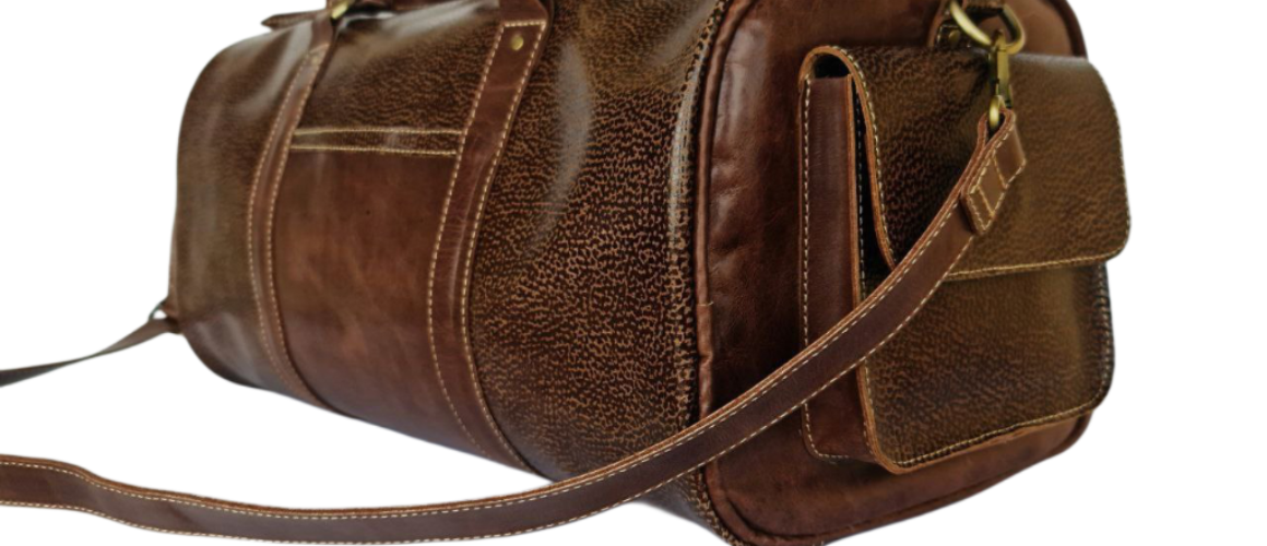 Premium Ethiopian Dark Brown Leather Duffel Bag