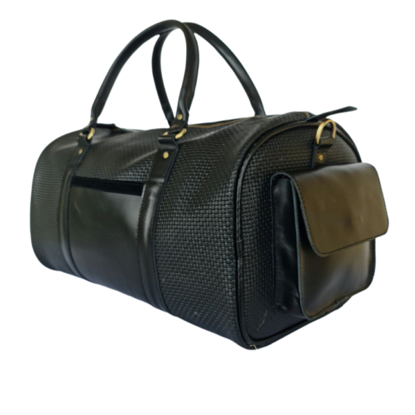 Beautifully Crafted Ethiopian Black Leather Duffel Bag