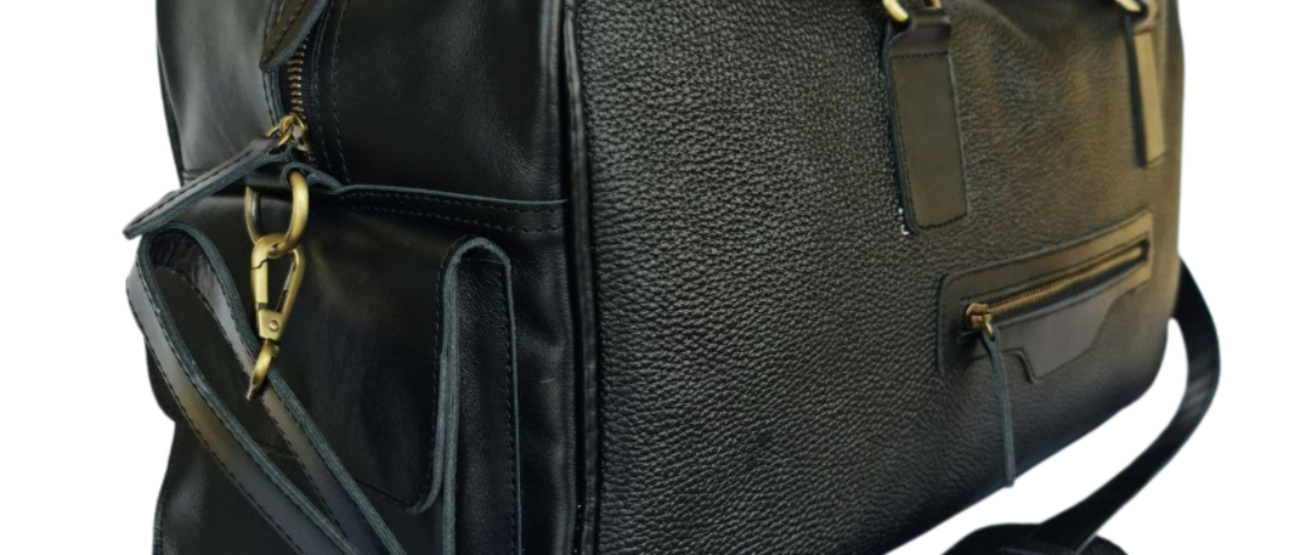 Premium Black Leather Travel Bag