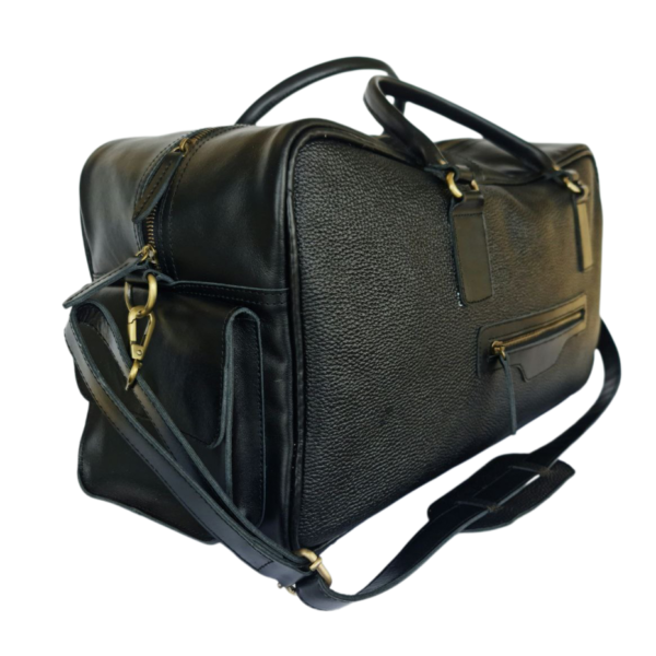 Premium Black Leather Travel Bag