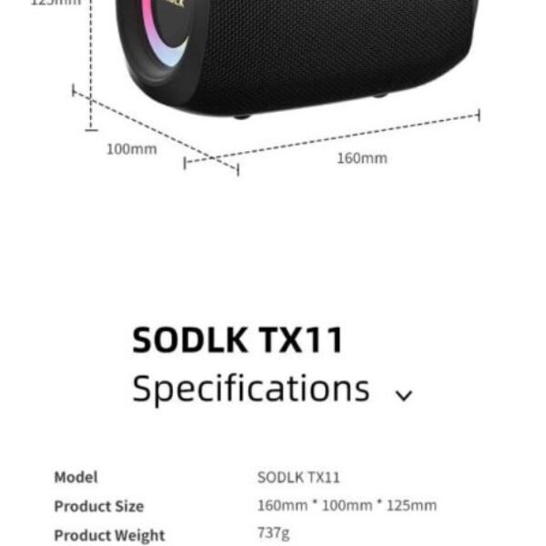 SODLK TX11 Portable Super Loud BT Speaker