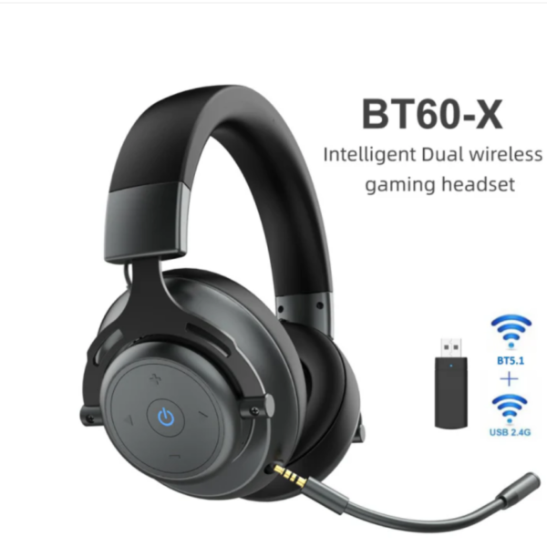 Abingo BT60-X Dual Wireless gaming headset with Microphone for PS5, PS4, PC, Mobile, Switch: 2.4GHz Wireless+Bluetooth
