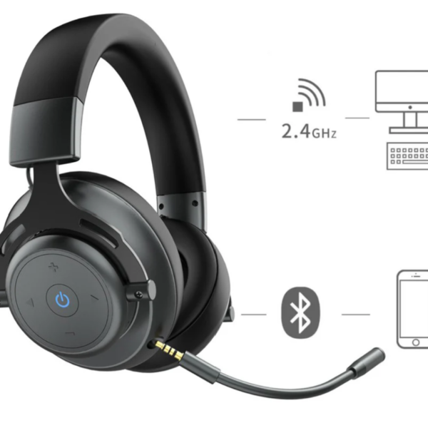 Abingo BT60-X Dual Wireless gaming headset with Microphone for PS5, PS4, PC, Mobile, Switch: 2.4GHz Wireless+Bluetooth