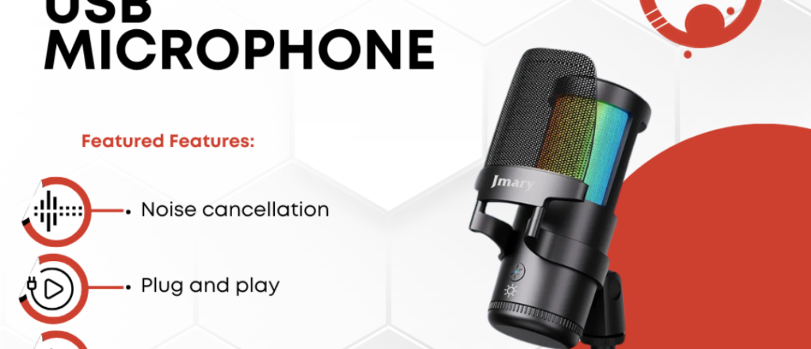 JMARY MC-PW13 Zero Latency Monitor Gaming Mic With RGB Light