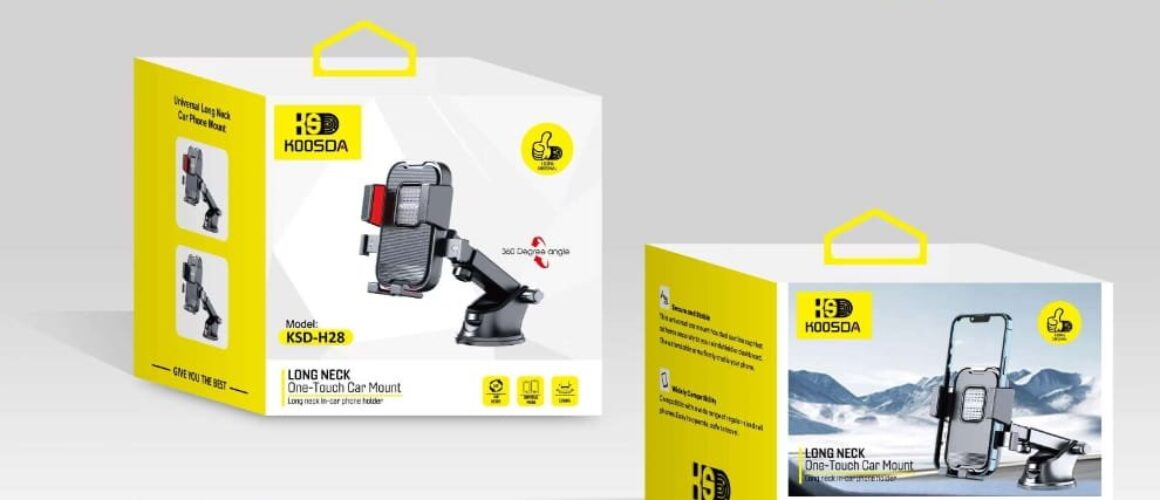 Koosda long-neck one-touch car phone mount.
