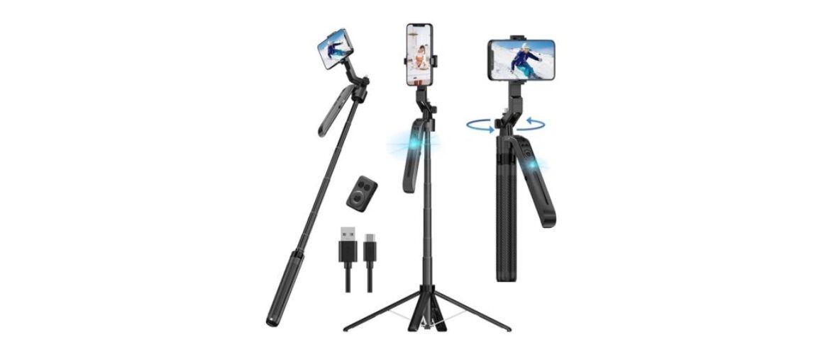 C12 AI Tracking Selfie Stick & Tripod with 360° Auto Face Tracking, Remote Control & Extendable Stand