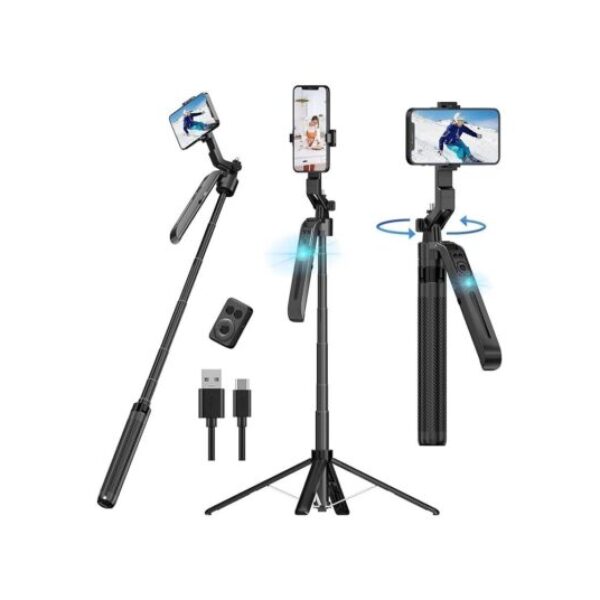 C12 AI Tracking Selfie Stick & Tripod with 360° Auto Face Tracking, Remote Control & Extendable Stand