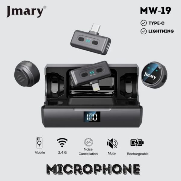 JMARY MW-19 Dual Wireless Microphone for iPhone & Android