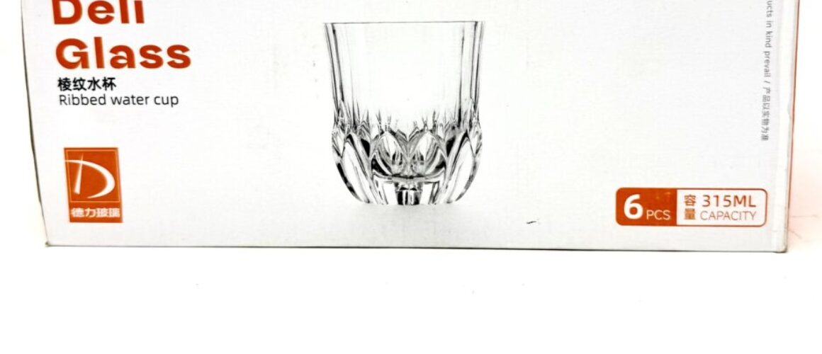 Deli Ribbed Water Glass Set 6 Pieces 315ml