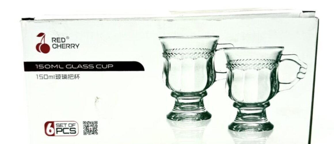 Red Cherry Glass Cup Set 6 Pieces 150ml