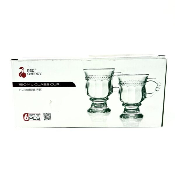 Red Cherry Glass Cup Set 6 Pieces 150ml