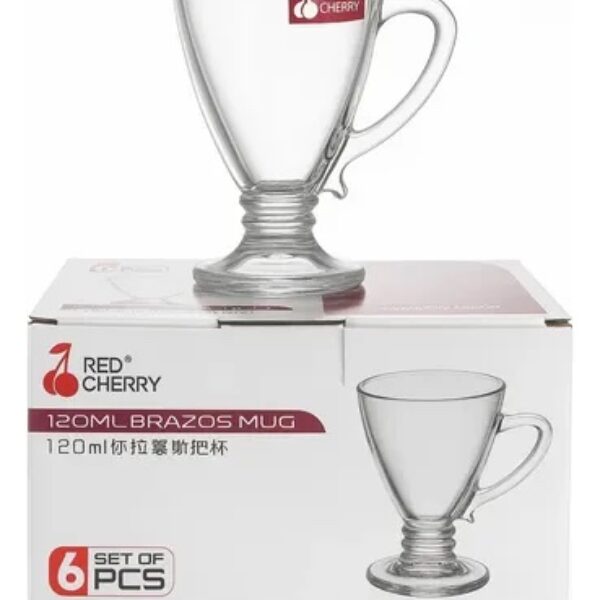 Red Cherry Brazos Glass Cup Set 6 Pieces 120ml