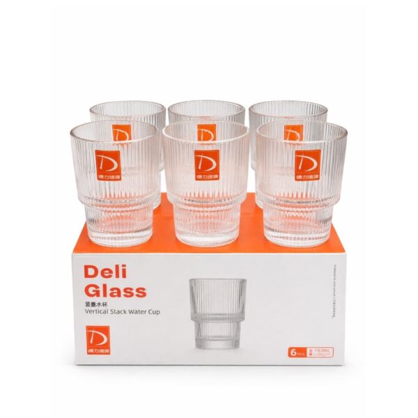 Deli Vertical Stack Water Glass Set 6 Pieces 293ml