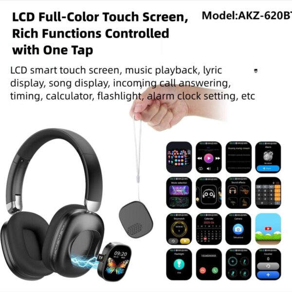 620BT Wireless Headphones with LCD Touchscreen, Bluetooth & TF Card MP3 Player