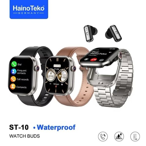 Haino Teko ST-10 Smart Watch & Built-In Earbuds | 3 Straps | AMOLED Display