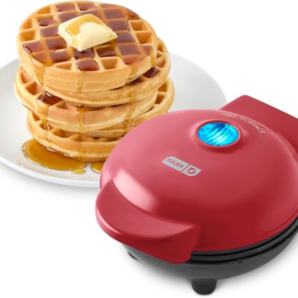Mini Waffle Maker 4" Non-Stick Electric Waffle Machine – Red