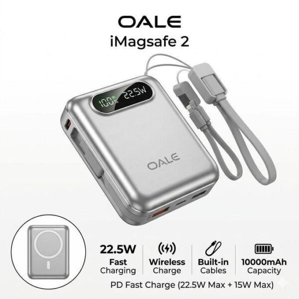 OALE iMagsafe 2 10000mAh Magnetic Wireless Power Bank 🔋 | 22.5W Fast Charge ⚡