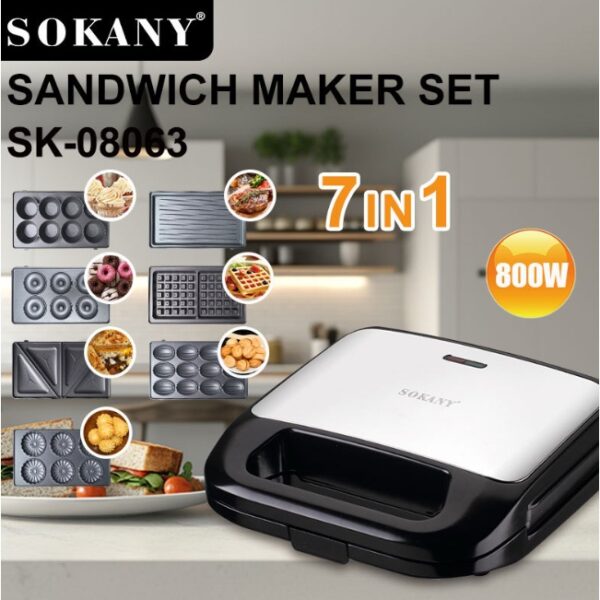 Sokany 7-in-1 Multi-Function Sandwich & Snack Maker Set | 800W