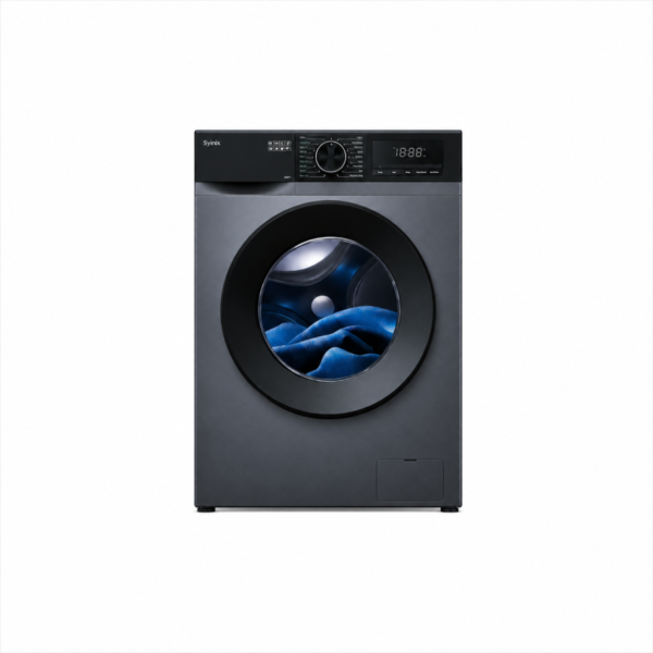 Syinix 8KG Front Load Washing Machine V8WFT Best Price in Ethiopia | Baby Care Steam Wash Grey