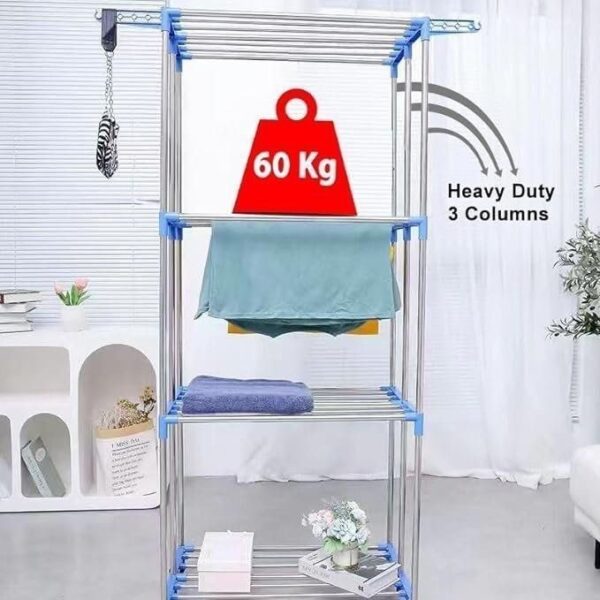 Heavy Duty 4-Tier Clothes Drying Rack with Wheels – 60 Kg Capacity
