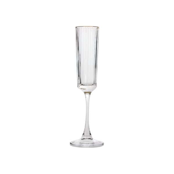 Elegant 6-Piece Ribbed Crystal Champagne Flute Glass Set (180ml) – Vintage Styled Luxury Stemware
