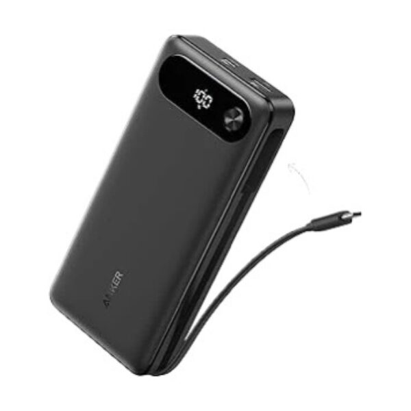 Anker 65W Two-Way Power Bank with Built-In Cable (20,000mAh, 87W Total Output) – Original