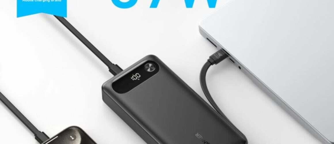 Anker 65W Two-Way Power Bank with Built-In Cable (20,000mAh, 87W Total Output) – Original